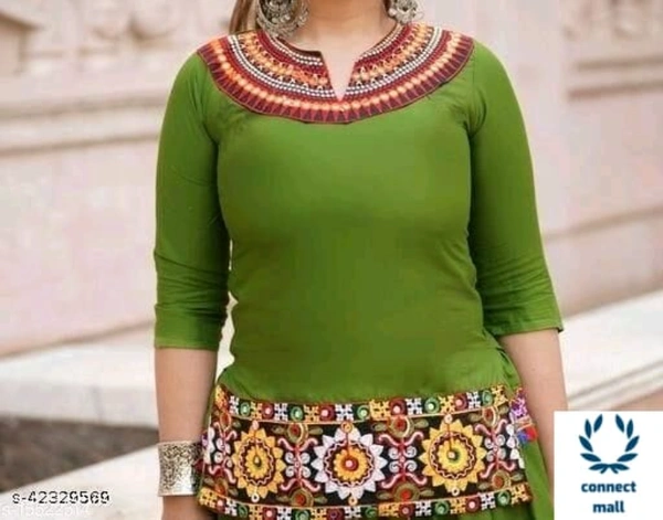 Stylish  RETRO  Women Ethenic Embroidered Rayon  Skirts And Tops - L